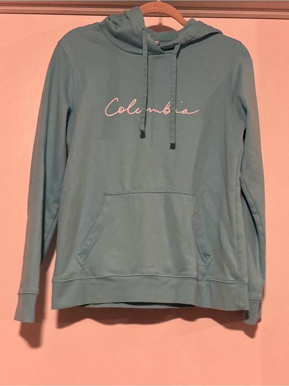 Columbia Women's Light Aqua Pullover Hoodie with Script Logo